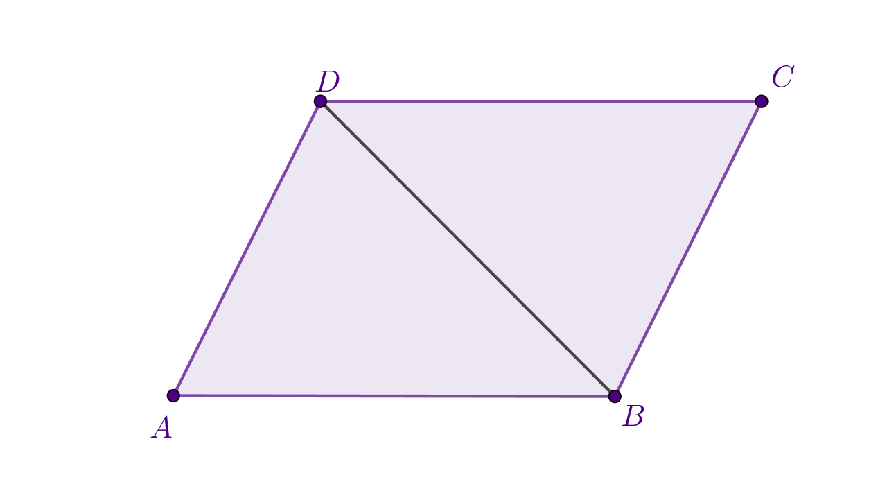 Paralelogram s istaknutom dijagonalom.