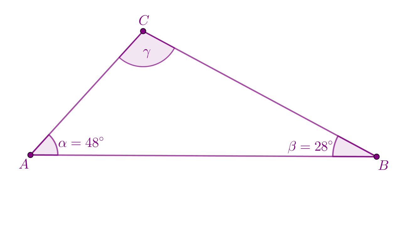Poznate su veličine dva unutarnja kuta trokuta 28° i 48°.