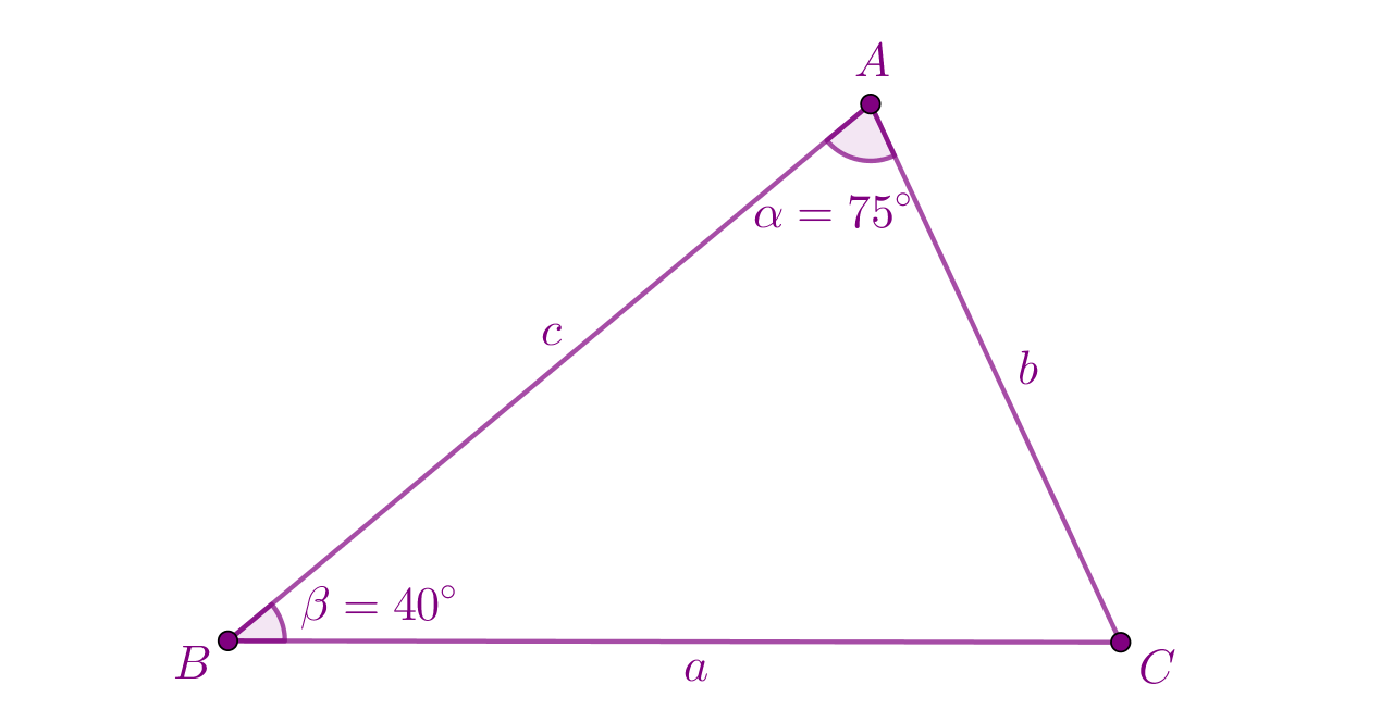 U trokutu su označene veličine dva njegova kuta 40°i 75°.