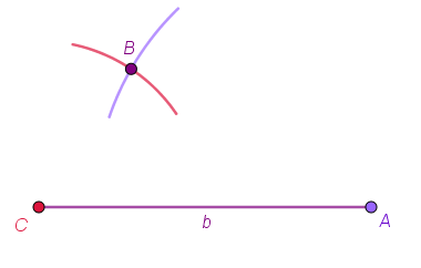 Nacrtana je dužina CA i presjek lukova u kojem je vrh B.