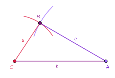 Konstruirani trokut ABC, svaka stranica u drugoj boji