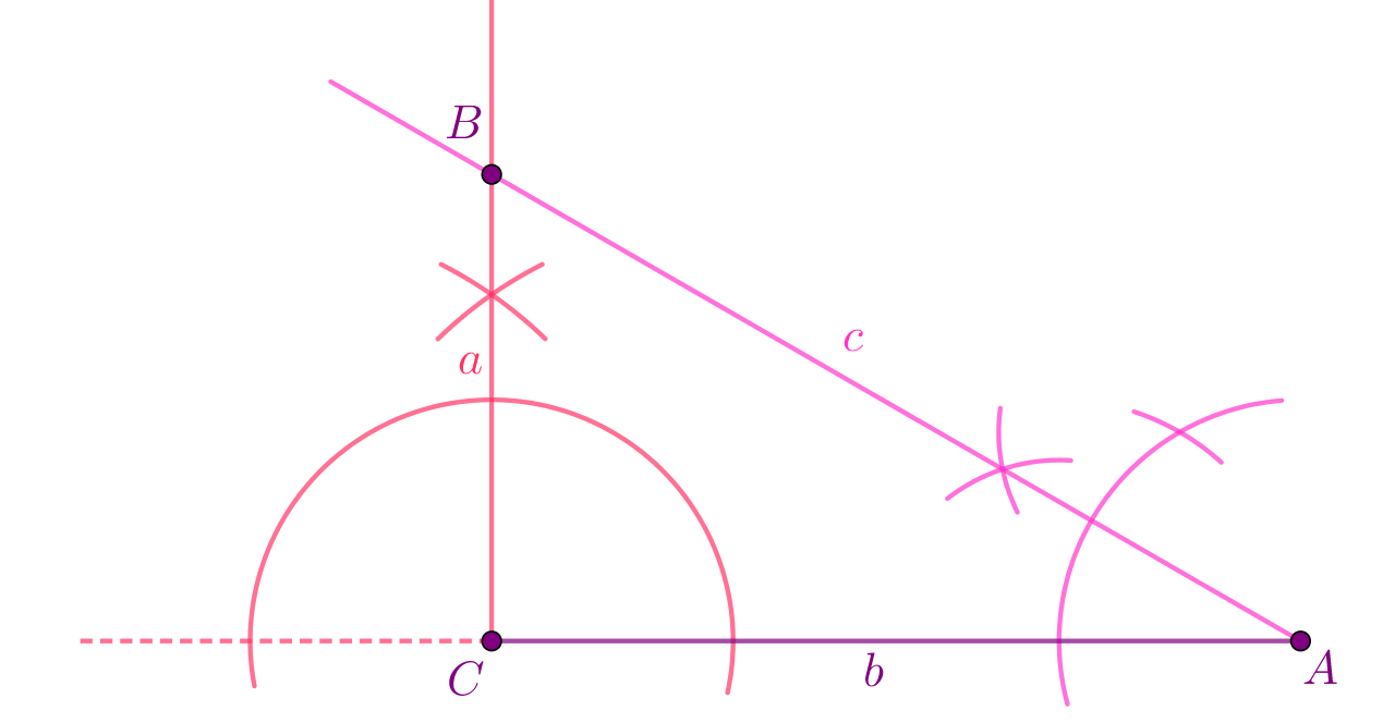 Pravokutni trokut s konstruiranim kutovima 90° i 30°