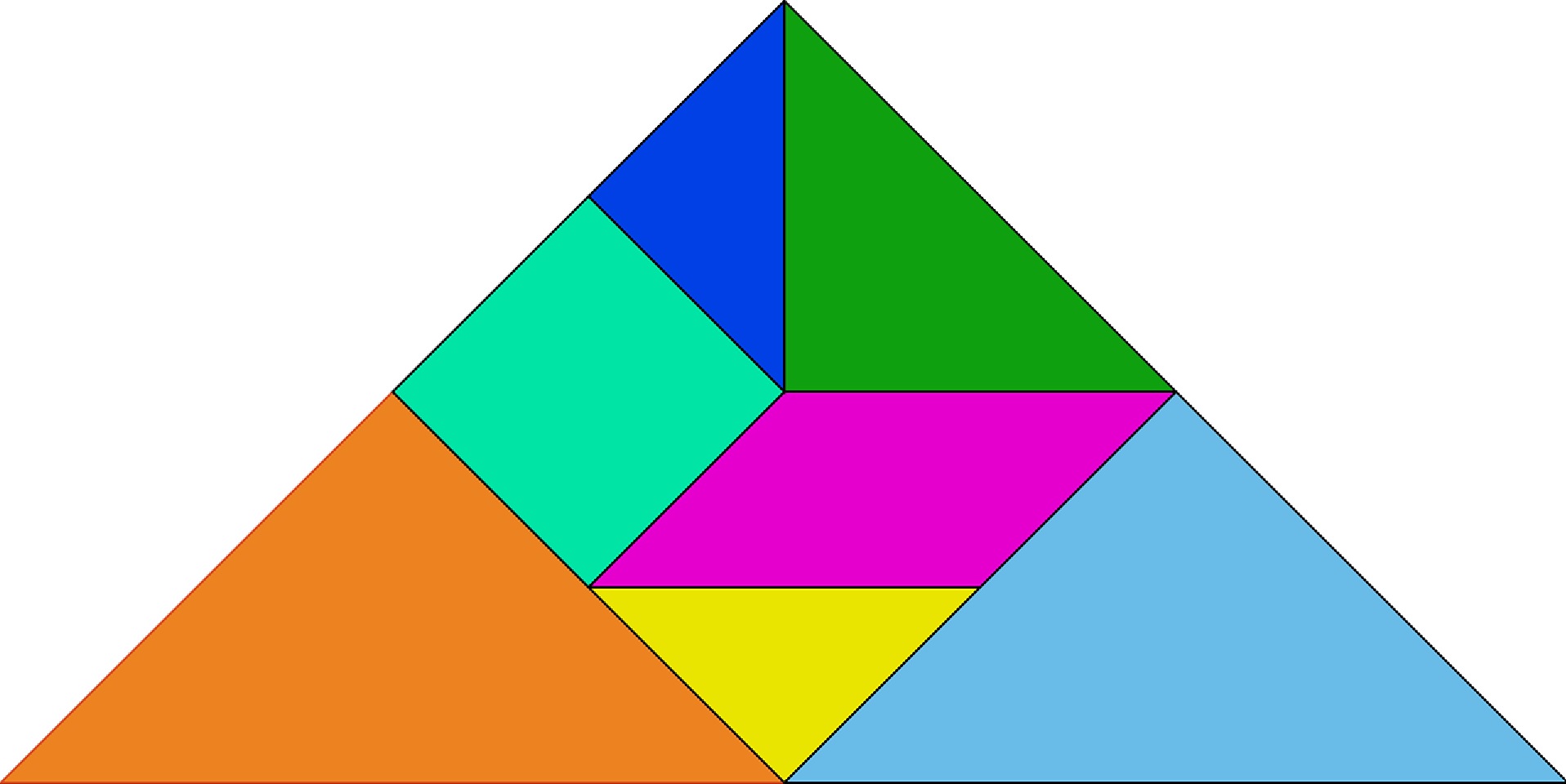 Tangram koji se sastoji od raznih geometrijskih likova