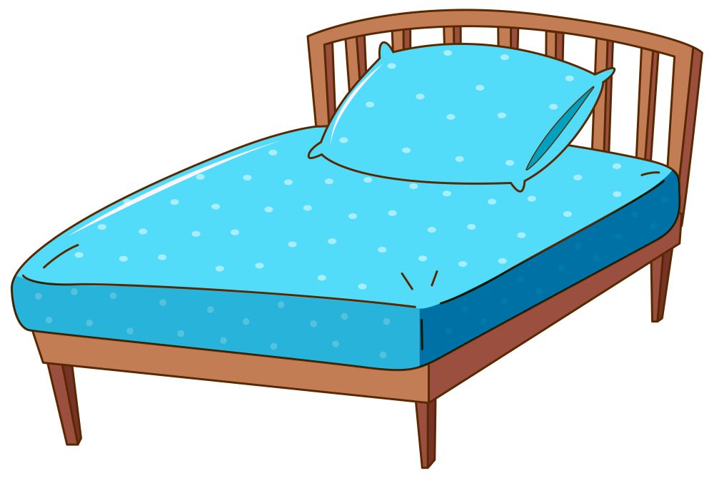 Ilustracija prikazuje krevet za jednu osobu.
