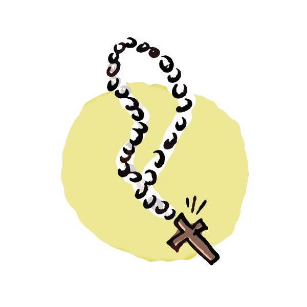 Ilustracijom je prikazana krunica s križem.