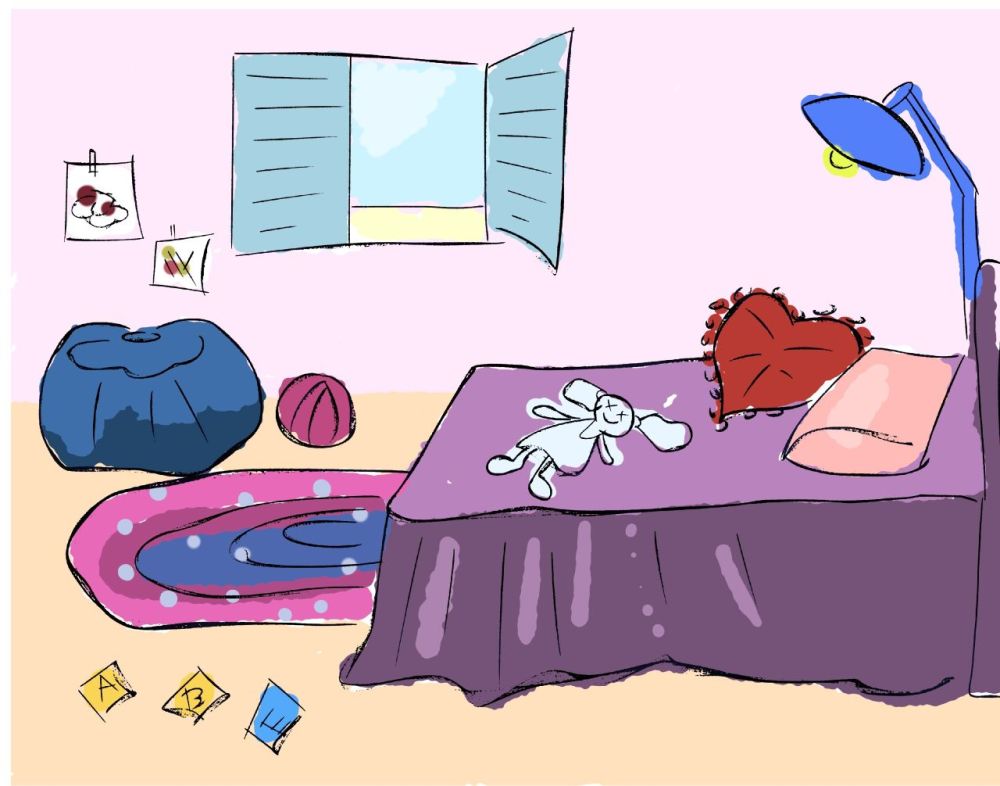 Ilustracijom je prikazana soba Brittine sestre Belle.