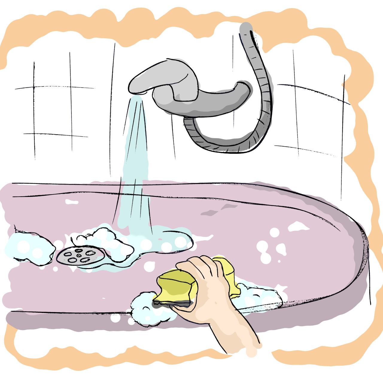 Ilustracijom je prikazano čišćenje kupaonice.