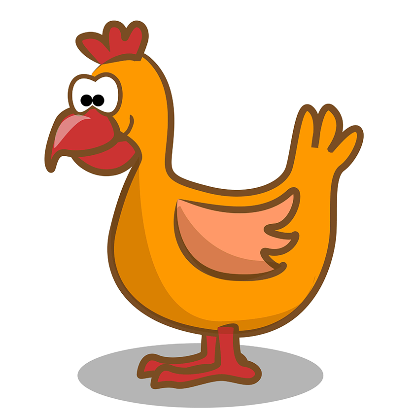 Ilustracija prikazuje kokoš.
