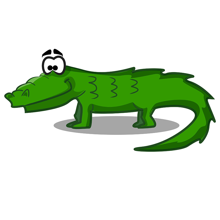 Ilustracija prikazuje krokodila.