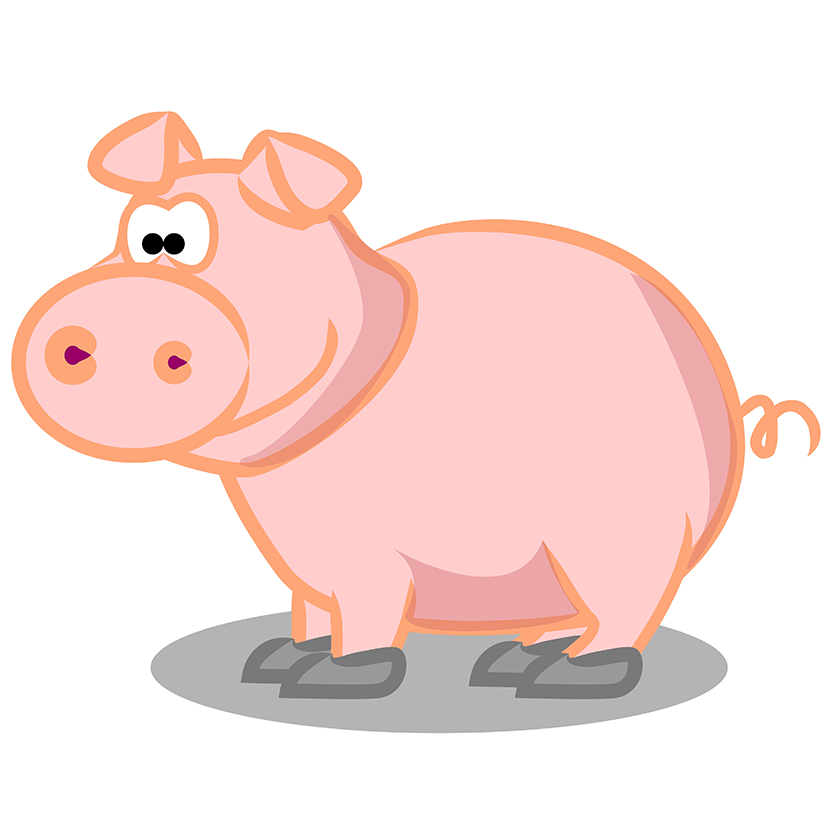 Ilustracija prikazuje svinju.