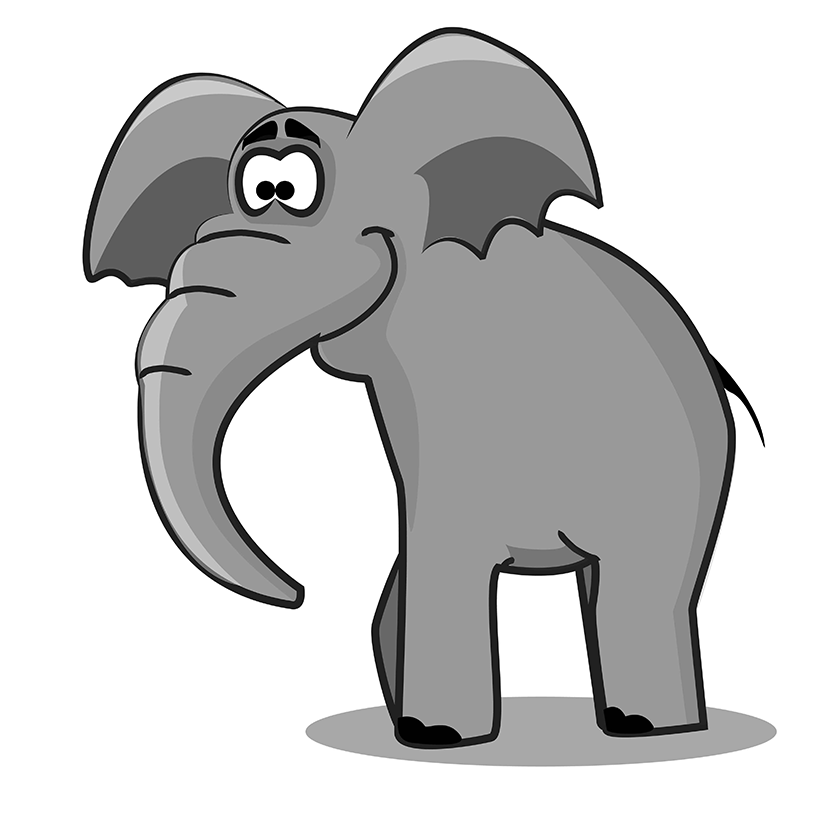 Ilustracija prikazuje slona.