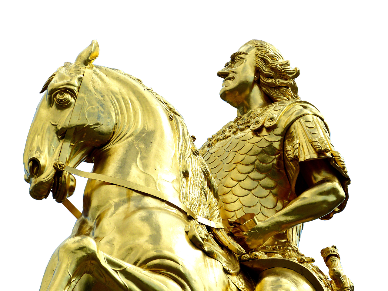 Slika prikazuje zlatnog jahača u Dresdenu.