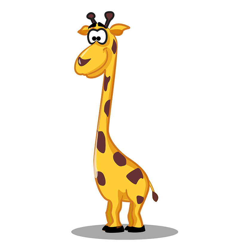 Ilustracija prikazuje žirafu.