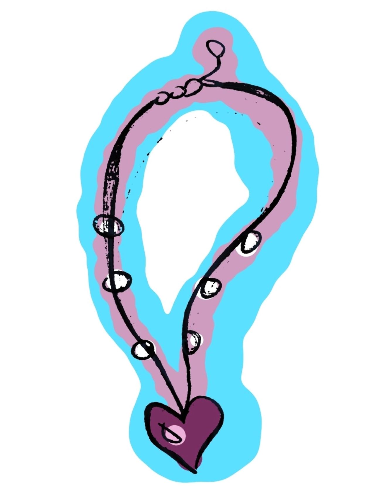Ilustracijom je prikazana ljubičasta ogrlica s privjeskom na srce.