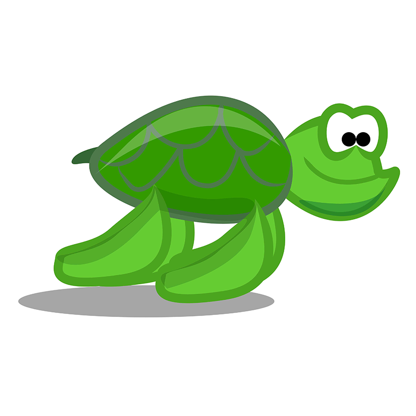 Ilustracija prikazuje kornjaču.