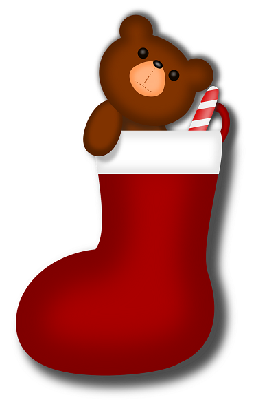 Ilustracijom je prikazana božićna čarapa s medvjedićem i šećernim štapićem.