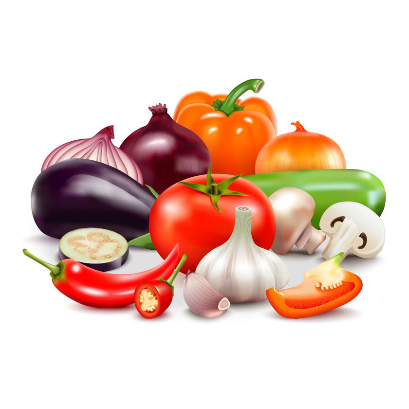 Ilustracija prikazuje povrće.