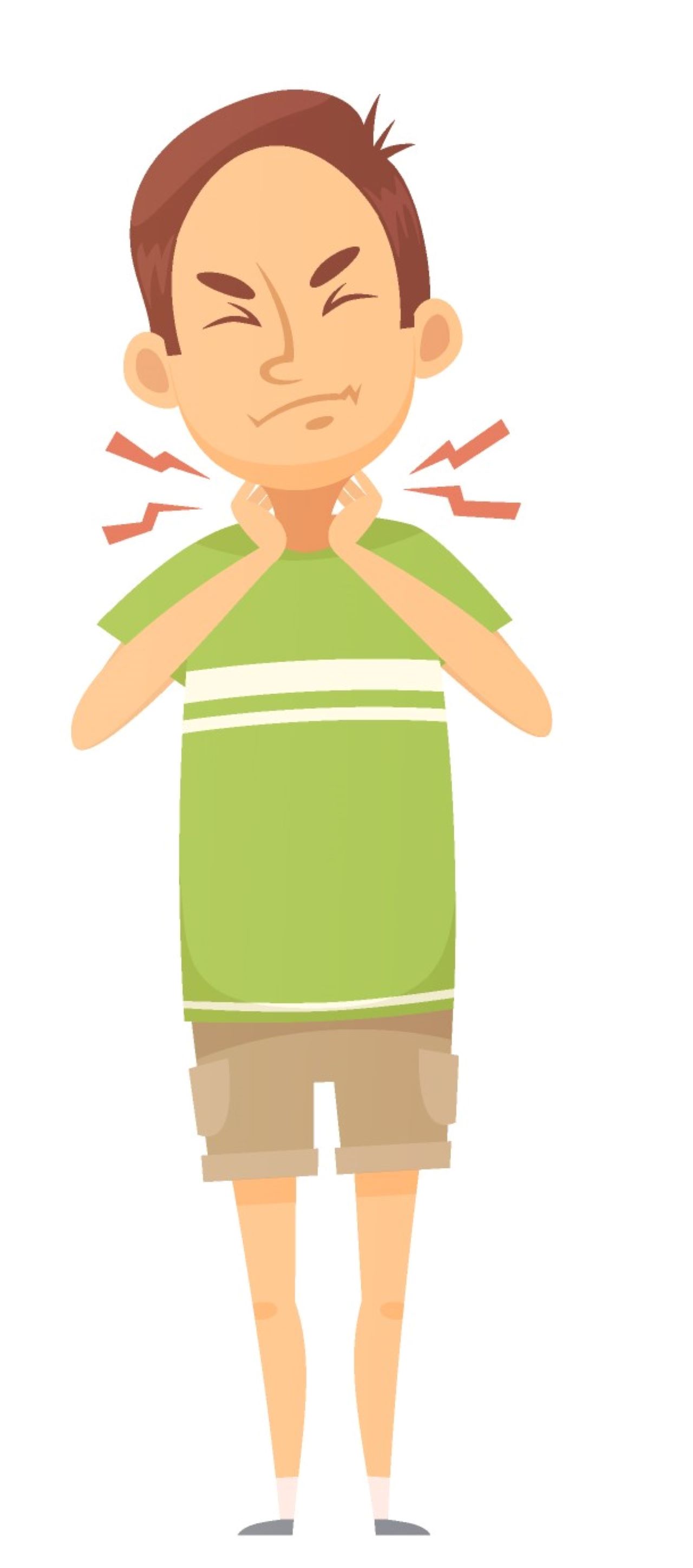 Ilustracija prikazuje dječaka kojeg boli grlo.