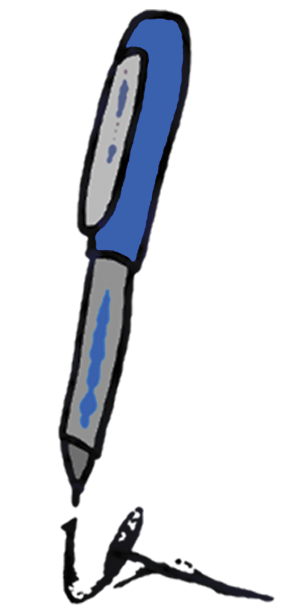 Ilustracijom je prikazana plava kemijska olovka.