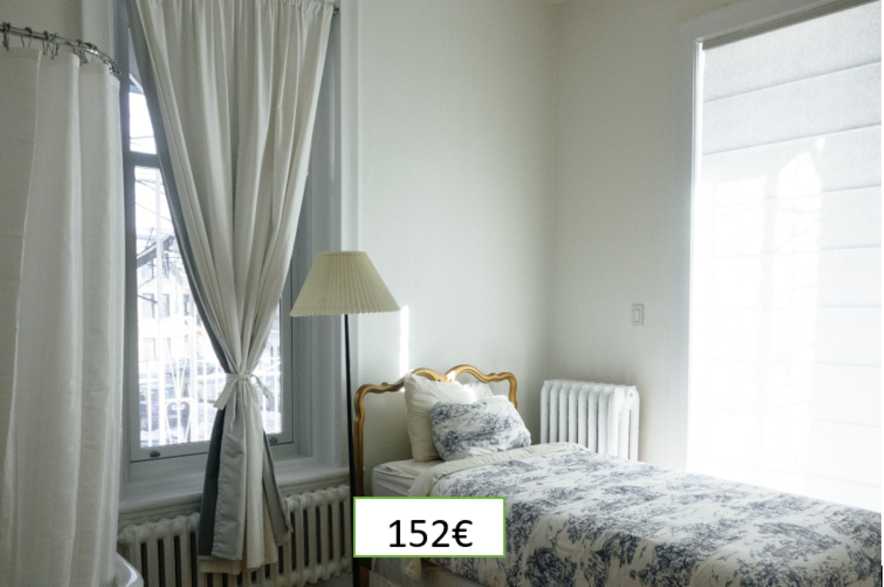 Slikom se prikazuje soba s krevetom, dostava unutar 5 dana, za 152 eura.