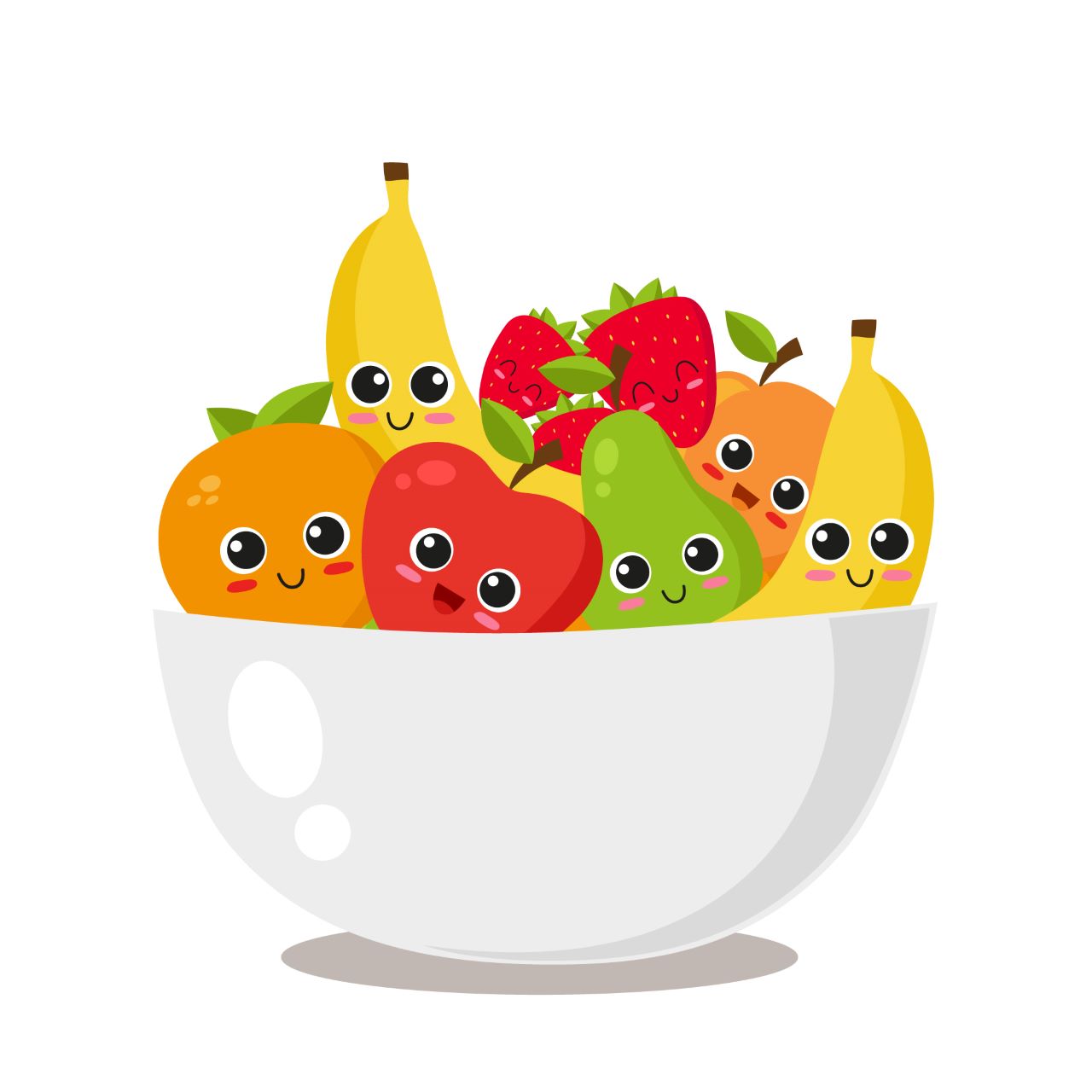 Ilustracija prikazuje zdjelicu s voćem.