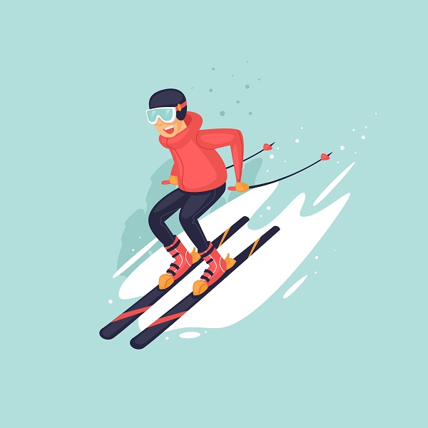 Ilustracija prikazuje dječaka koji se skija.