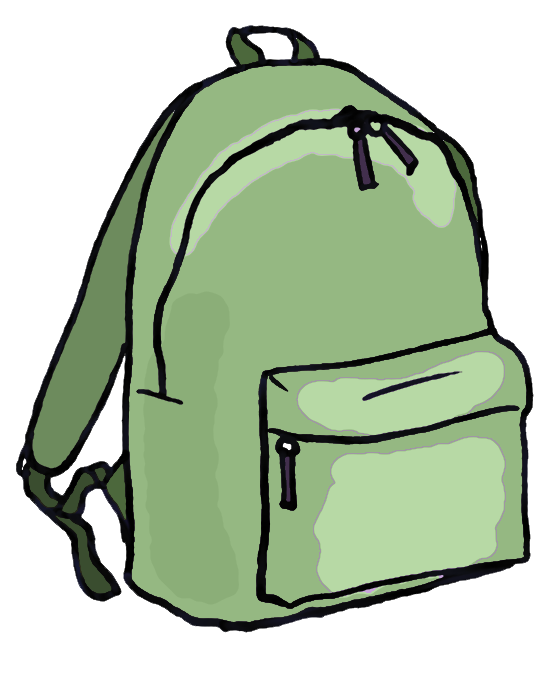 Ilustracijom je prikazana zelena školska torba.