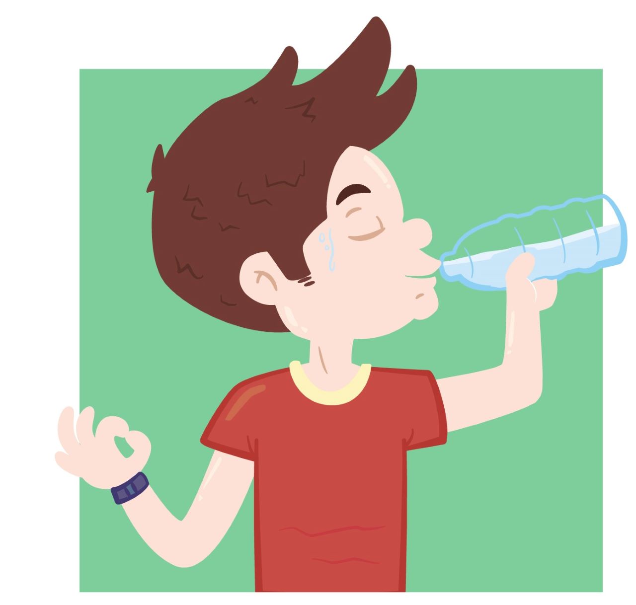 Ilustracija prikazuje dječaka kako pije vodu.