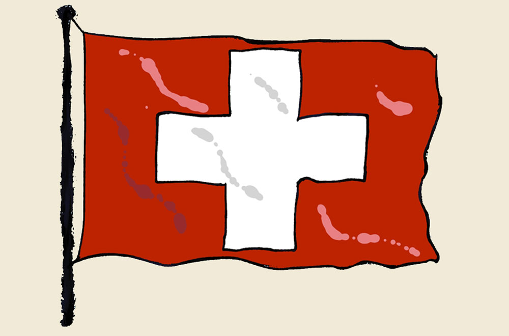 Na ilustraciji je prikazana zastava Švicarske.