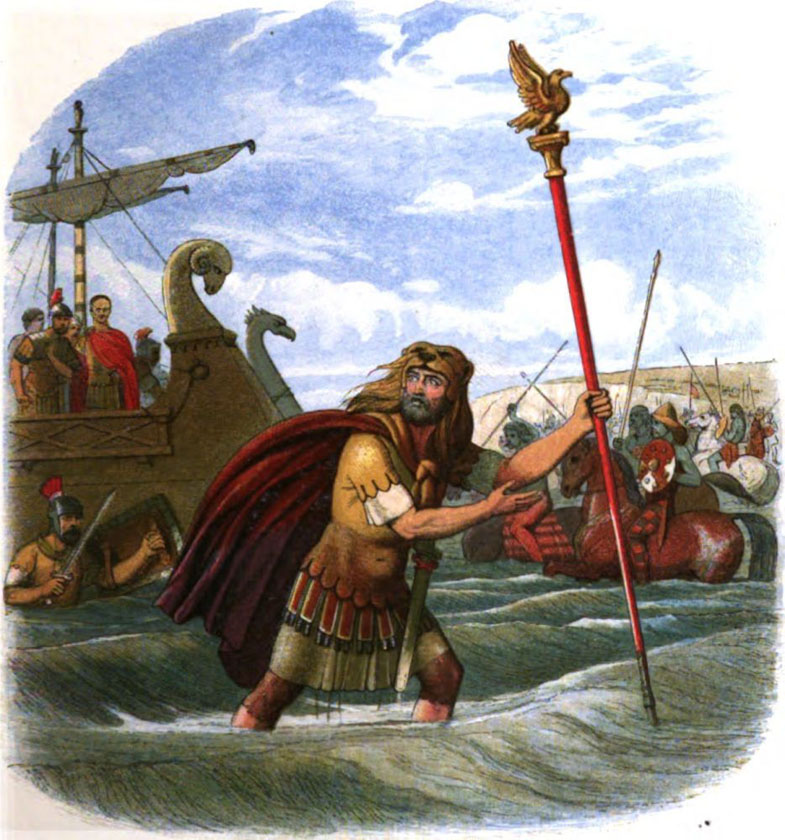 Ova slika prikazuje iskrcavanje Rimljana na englesku obalu.