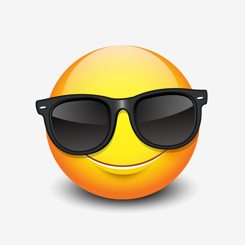 Na ovoj je slici prikazan emotikon sa sunčanim naočalama koji se smiješi