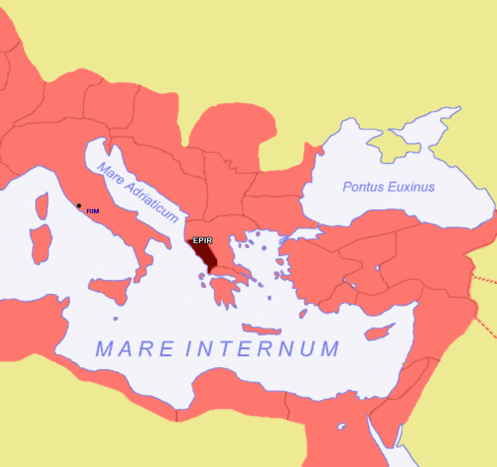 Na slici je prikazan položaj Epira u odnosu na Italiju.