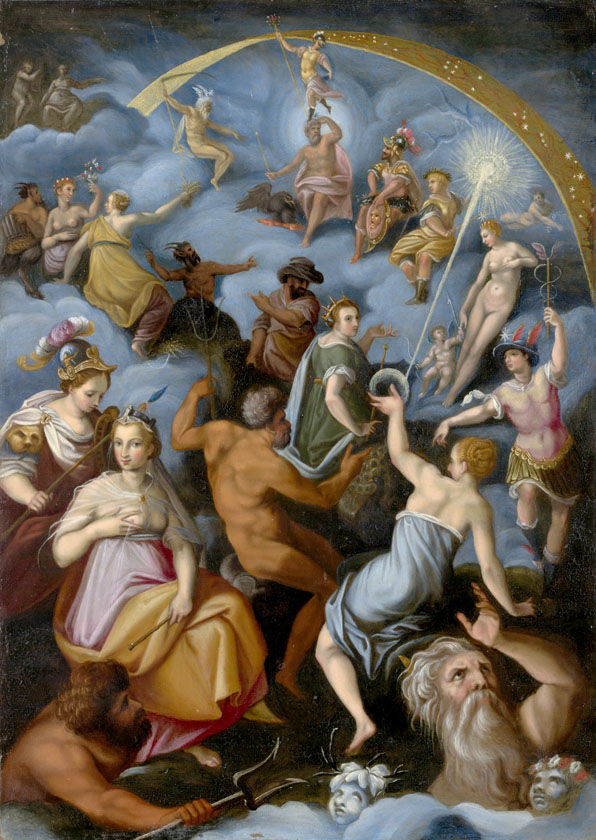 Na slici možete vidjeti Skup bogova, Jacopo Zucchi, 16. st.