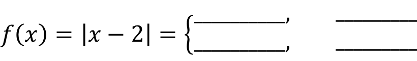 Na slici je zapis pravila pridruživanja funkcije apsolutno x minus 2.