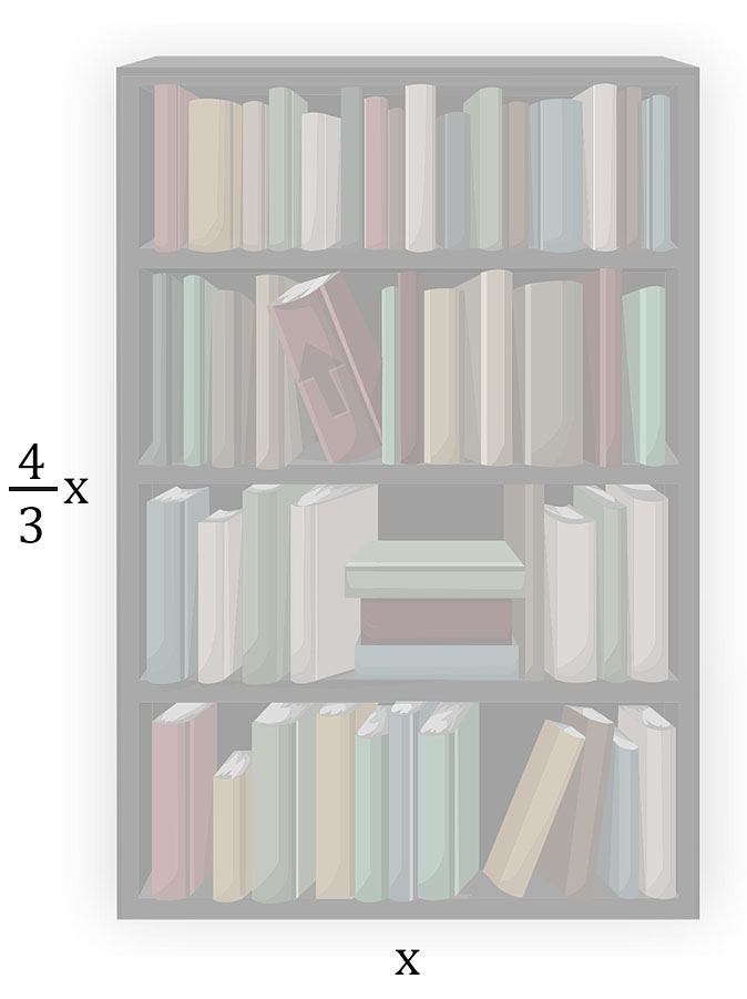 Na slici su označene dimenzije police za knjige.