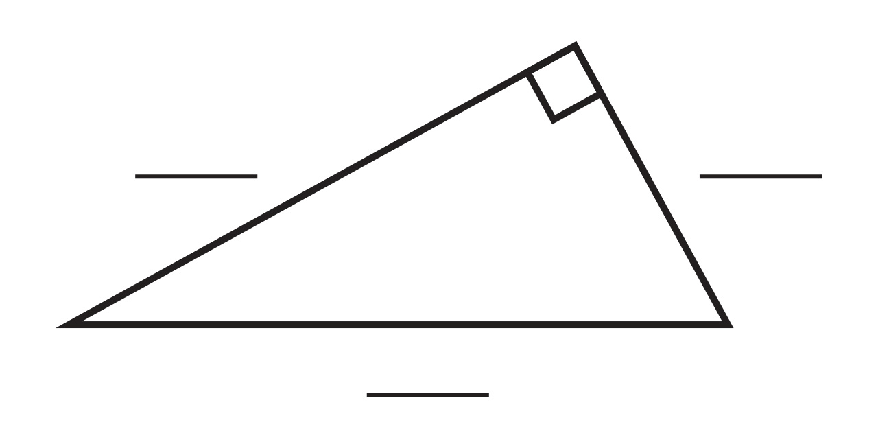 Na slici je pravokutni trokut kojemu treba označiti katete i hipotenuzu.