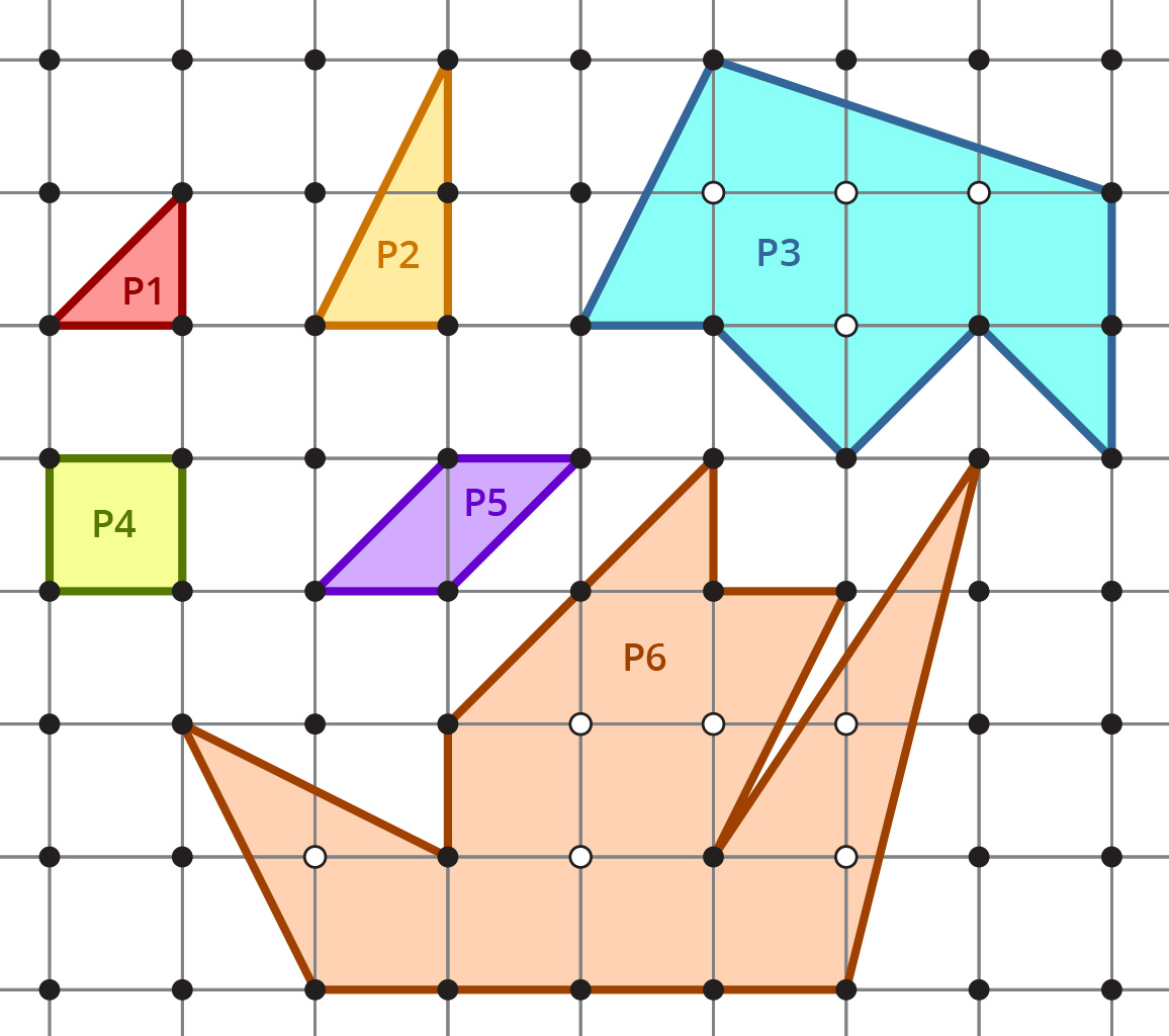 Nacrtani su poligoni u kvadratnoj mreži.