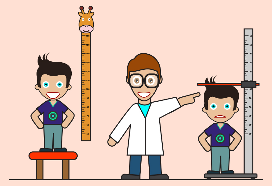 Na slici je prikazano mjerenje visine djeteta kod kuće i kod liječnika.