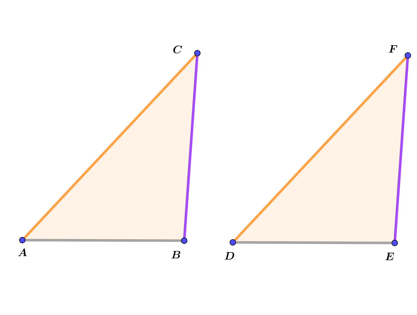 Na slici su dva trokuta kojima su sukladne sve tri stranice.