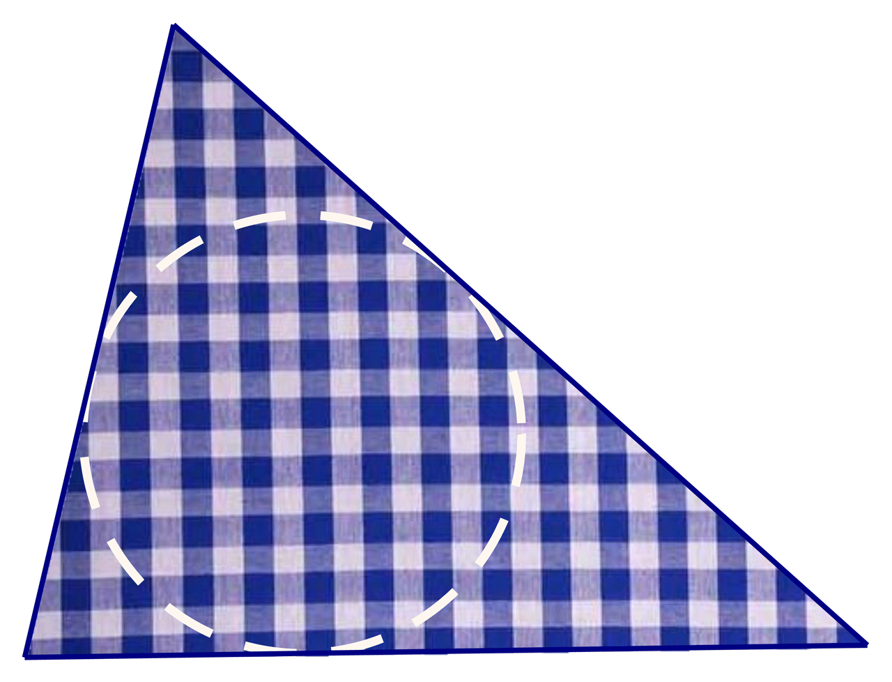 Na slici je trokut od kariranog platna za stolnjak.