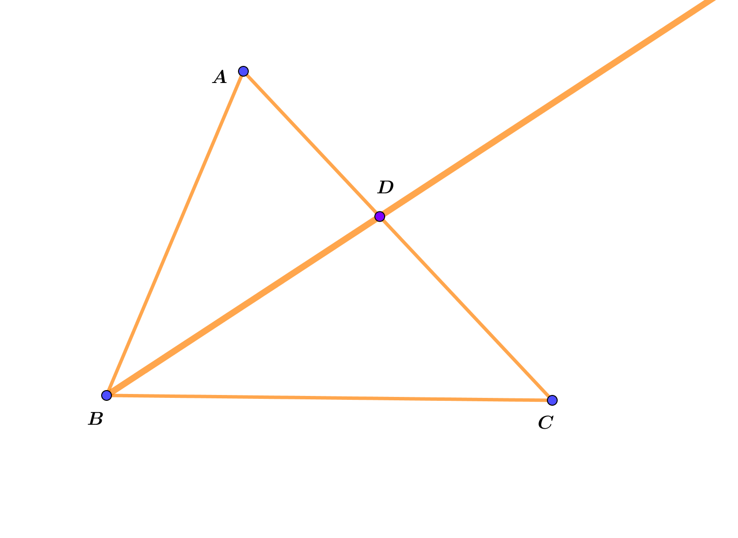 Na slici je trokut ABC i polupravac BD.