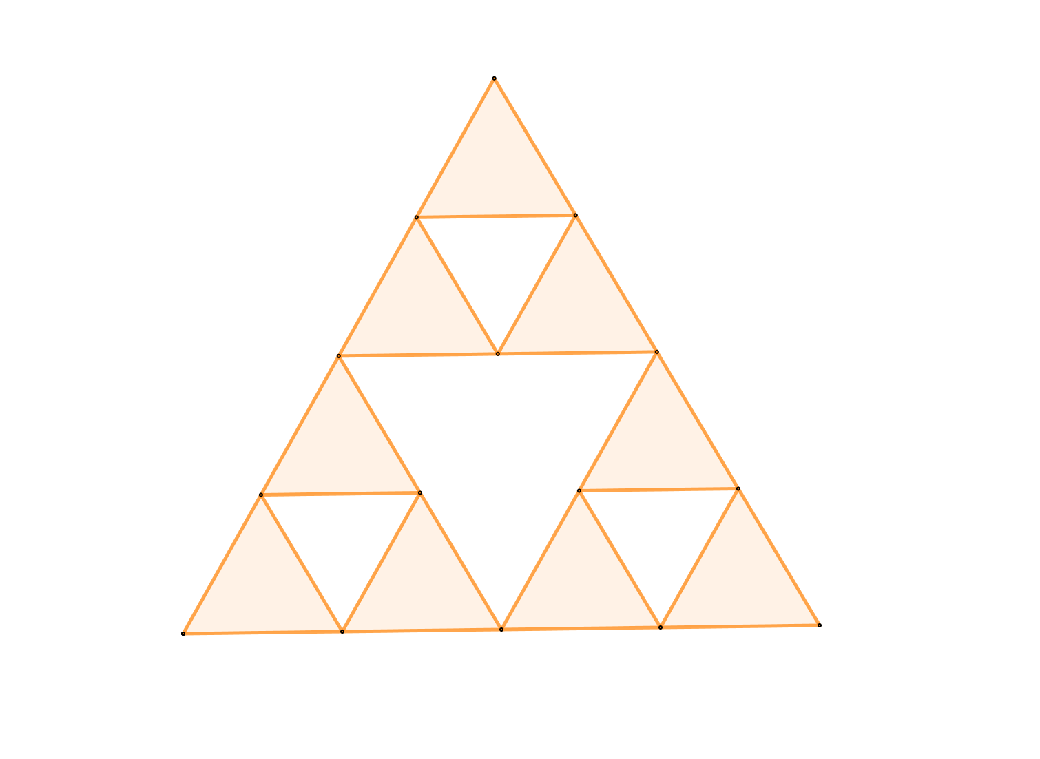 Na slici je trokut Sierpinskog 3. korak