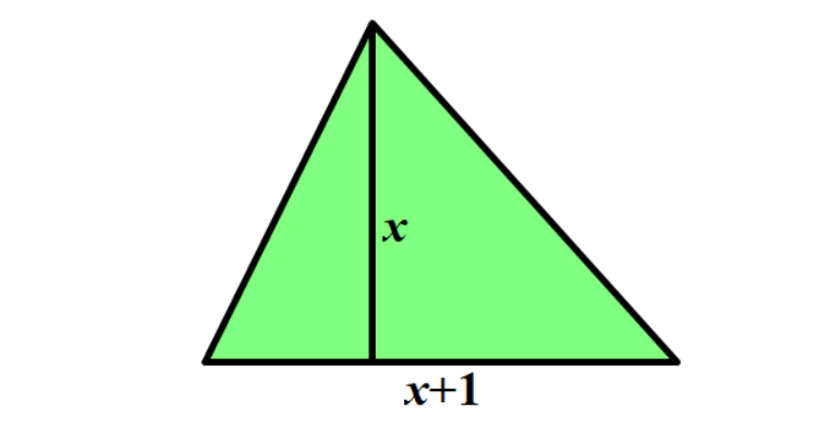 Na slici je trokut s osnovicom duljine x+1 i visinom x.