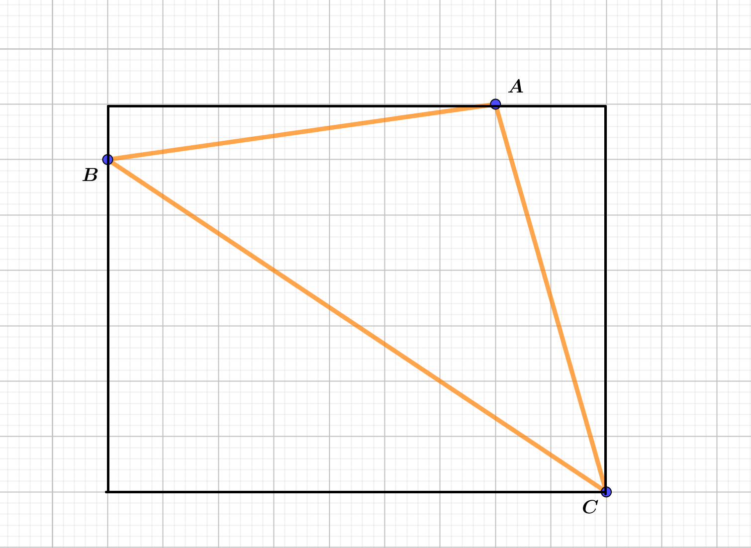 Na slici je trokut upisan u pravokutnik.