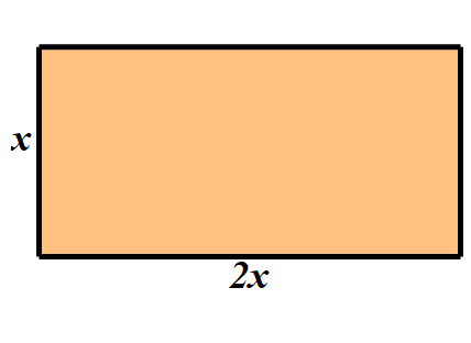 Na slici je pravokutnik sa stranicama duljine x i 2x.