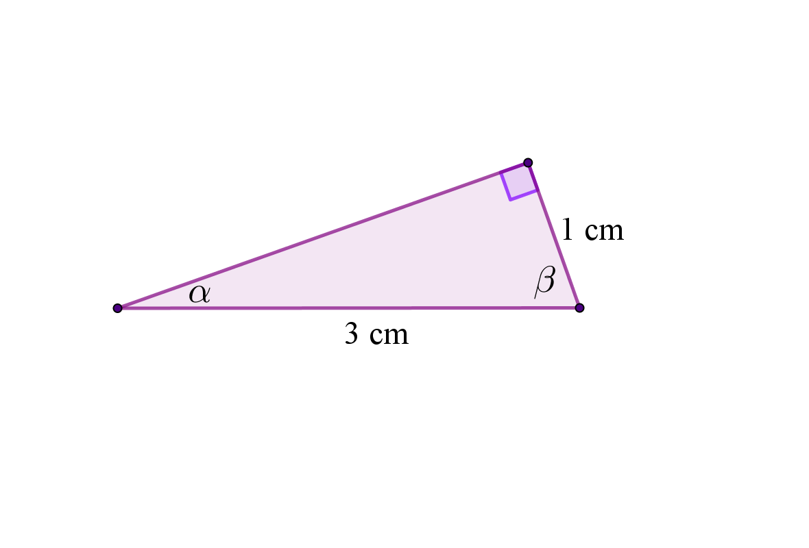 Na slici je pravokutni trokut čija je kateta duljine 1 cm, a hipotenuza 3 cm.