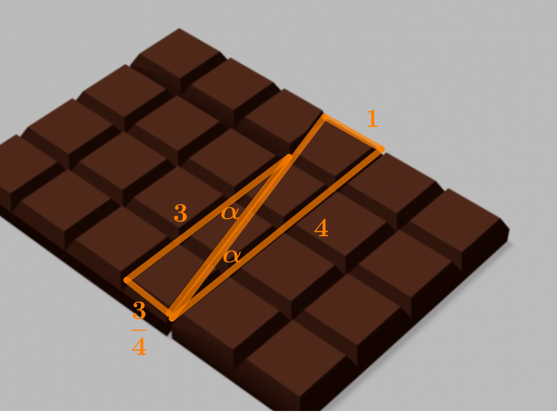 Na slici je čokolada kojoj su izrezani dijelovi pomaknuti.