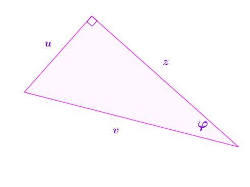 Pravokutni trokut s označenim stranicama i jednim kutom.