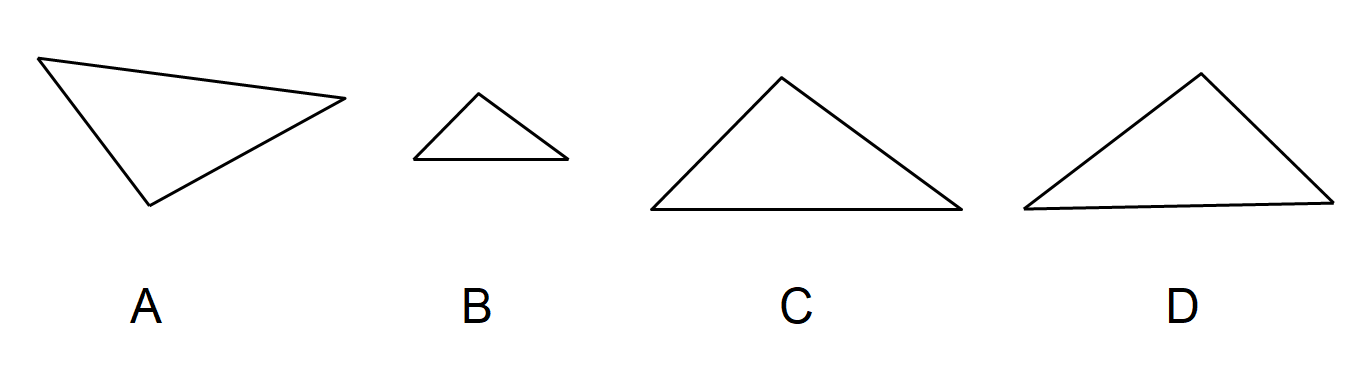 Četiri sličice trokuta od kojih je jedan uljez