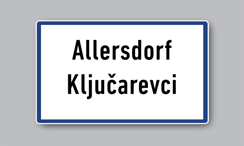 Slika prikazuje naziv mjesta Allersdorf / Ključarevci.